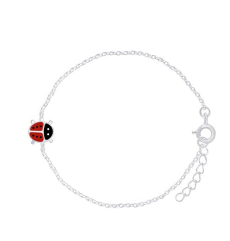 925 Sterling Silver Ladybug Bracelet for Toddlers and Kids